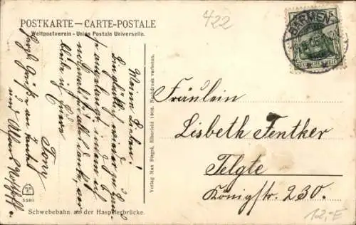 Passepartout Ak Barmen Wuppertal, Schwebebahn an der Haspelerbrücke