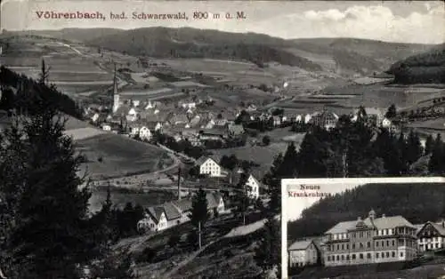 Ak Vöhrenbach im Schwarzwald Baden, Gesamtansicht, Neues Krankenhaus