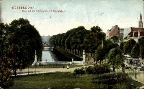 Ak Düsseldorf am Rhein, Königsallee mit Stadtgraben