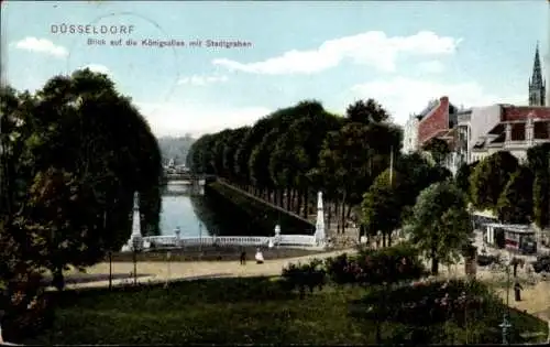 Ak Düsseldorf am Rhein, Königsallee mit Stadtgraben