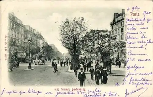 Ak Paris, Les Grands Boulevards, Passanten, Straßenbild