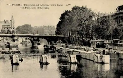 Ak Paris X, Panorama auf der Seine, Kanal