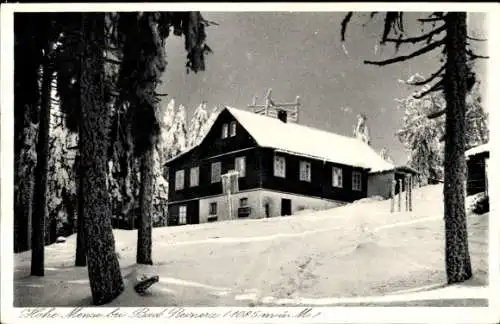 Ak Duszniki Zdrój Bad Reinerz Schlesien, Hohe Mense, Winter