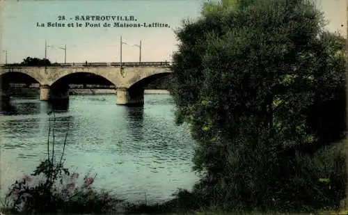 Ak Sartrouville Yvelines, La Seine, le Pont de Maisons-Laffitte