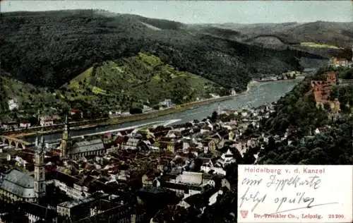 Ak Heidelberg am Neckar, von der Kanzel, Panorama