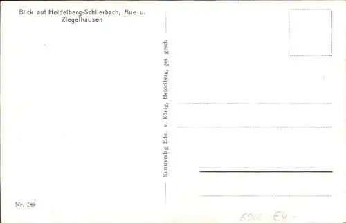 Ak Schlierbach Heidelberg, Panorama, Aue und Ziegelhausen, Brücke