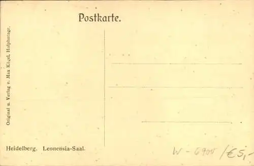 Ak Heidelberg am Neckar, Leonensia Saal, Innenansicht