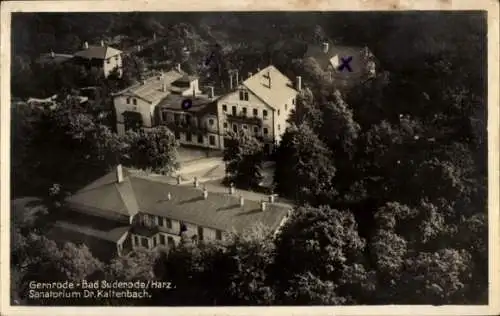 Ak Gernrode Bad Suderode Quedlinburg im Harz, Sanatorium, Inh. Dr. Kaltenbach, Fliegeraufnahme