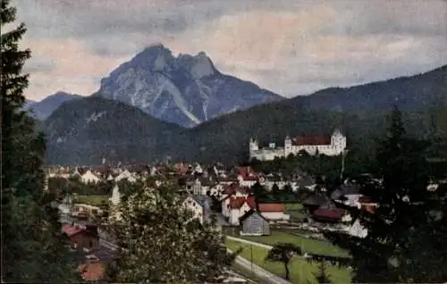 Ak Füssen im Allgäu, Panorama mit Säuling, Novitas 1425