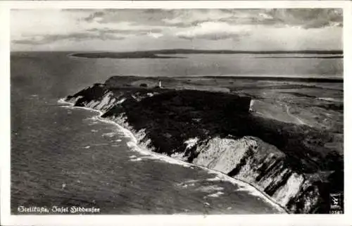 Ak Kloster Insel Hiddensee in der Ostsee, Panorama, Luftansicht, Küste