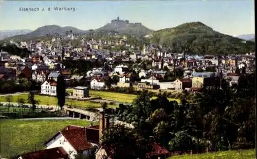 Ak Lutherstadt Eisenach in Thüringen, Gesamtansicht der Stadt mit der Wartburg