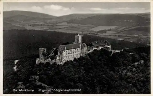 Ak Lutherstadt Eisenach in Thüringen, Wartburg, Fliegeraufnahme, Hotel und Gaststätte Wartburg