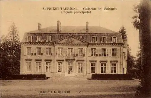 Ak Saint Priest Taurion Haute Vienne, Chateau de Salvanet, facade principale