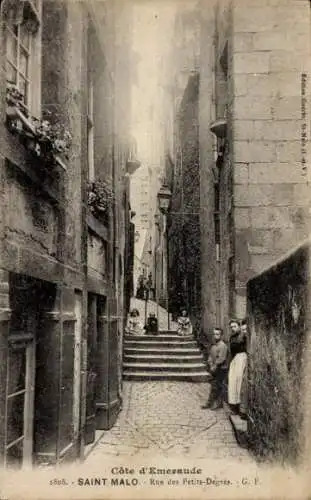 Ak Saint Malo Ille et Vilaine Bretagne, Rue des Petits-Degres