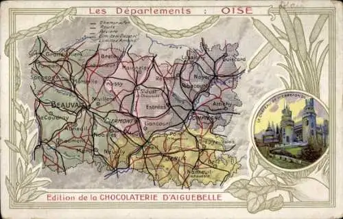 Ak Beauvais Oise, Landkarte, Edition de la Chocolaterie d'Aiguebelle