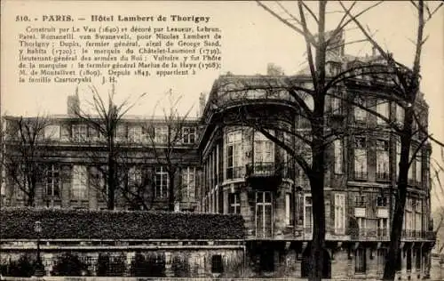 Ak Paris IV, Hotel Lambert de Thorigny