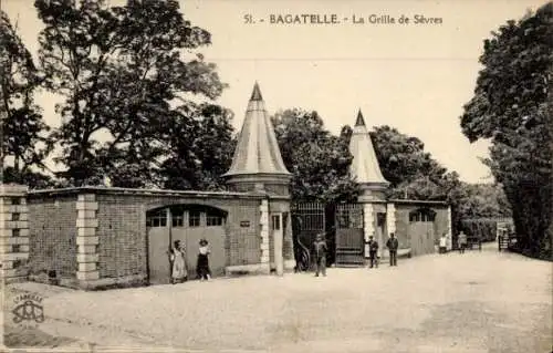 Ak Paris 16. Jahrhundert, Bois de Boulogne, Parc Bagatelle, das Grille de Sèvres