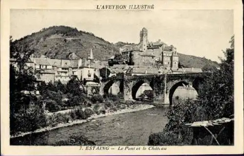 Ak Estaing Aveyron, Brücke, Schloss