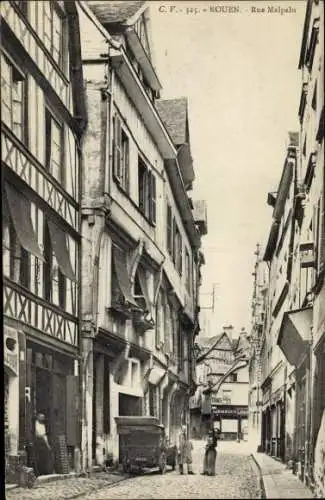 Ak Rouen Seine Maritime, Rue Malpalu