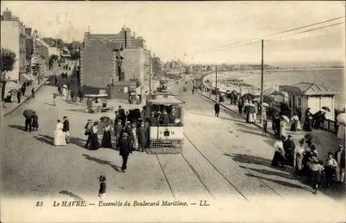 Ak Le Havre Seine Maritime, Ensemble du Boulevard Maritime, Straßenbahn