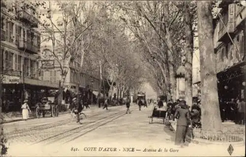 Ak Nice Nizza Alpes Maritimes, Avenue de la Gare