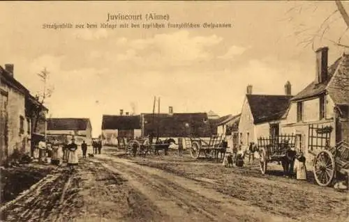 Ak Juvincourt Aisne, Straßenbild vor dem Kriege, Französische Spanne