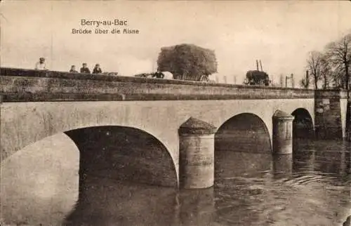 Ak Berry au Bac Aisne, Brücke über die Aisne