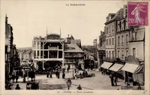 Ak Flers-Orne, Place Gambetta