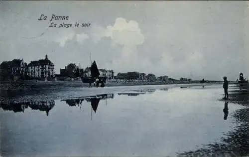 Ak La Panne De Panne Westflandern, Strand am Abend