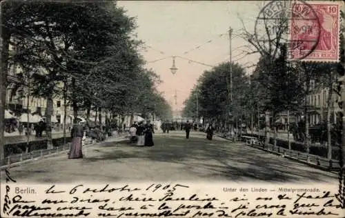 Ak Berlin Mitte, Unter den Linden, Mittelpromenade