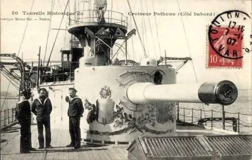 Ak Französisches Kriegsschiff Pothuau, Französische Marinesoldaten