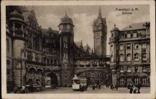 Ak Frankfurt am Main, Rathaus, Straßenbahn