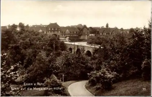 Ak Essen im Ruhrgebiet, Blick auf die Margarethen Höhe, Brücke