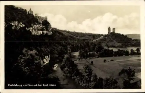 Ak Bad Kösen Naumburg an der Saale, Rudelsburg, Saaleck, Panorama