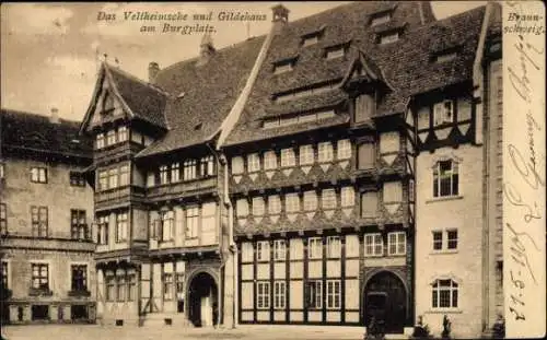 Ak Braunschweig in Niedersachsen, Das Veltheimsche u. Gildehaus am Burgplatz