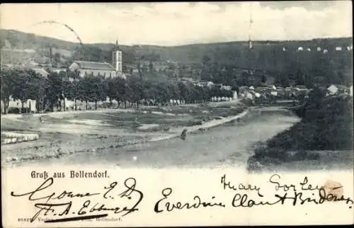 Ak Bollendorf in der Eifel Pfalz, Gesamtansicht, Kirche