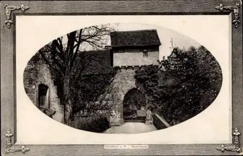 Präge Passepartout Ak Hirschhorn am Neckar Hessen, Burg, Eingang