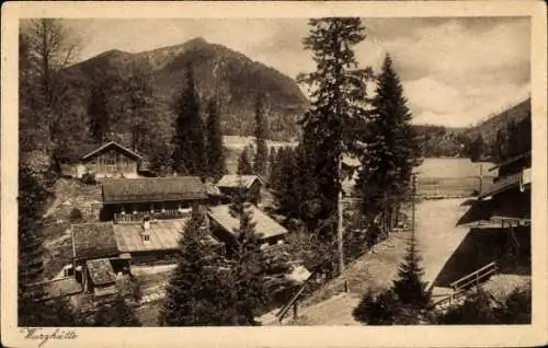 Ak Spitzingsee Schliersee in Oberbayern, Wurzhütte, Panorama