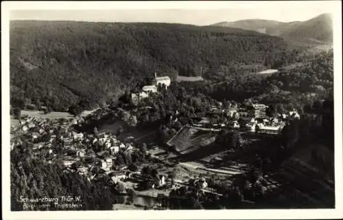 Ak Schwarzburg in Thüringen, Blick vom Trippstein, Panorama