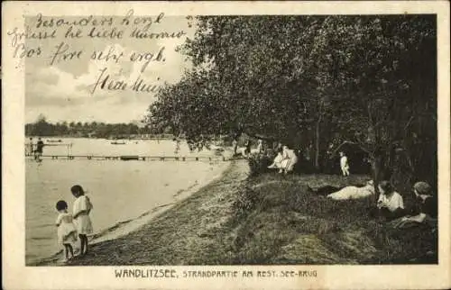 Ak Wandlitzsee Wandlitz in der Mark, Strand, Restaurant See-Krug, Badegäste