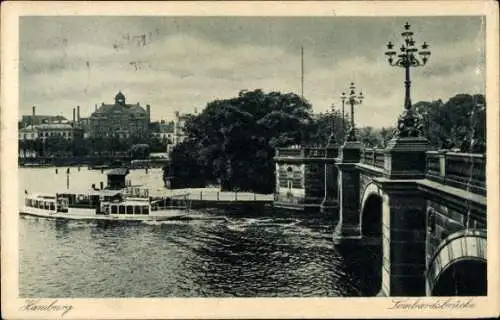 Ak Hamburg, Lombardsbrücke, Boot