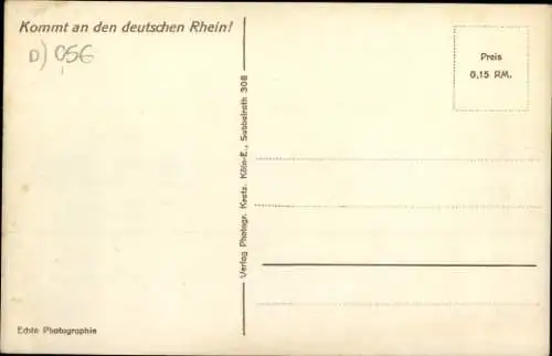 Ak Boppard am Rhein, Panorama, Köln Düsseldorf Rheinschifffahrt