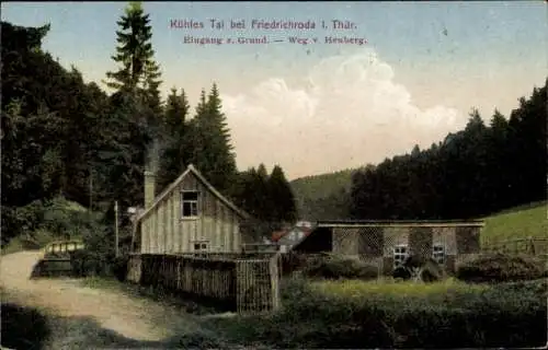 Ak Friedrichroda Thüringen, Kühles Tal, Grund, Heuberg