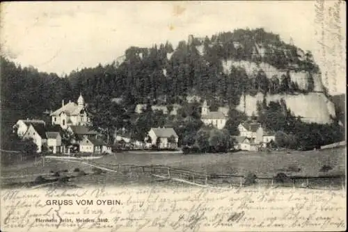 Ak Oybin Zittauer Gebirge, Teilansicht, Berg Oybin