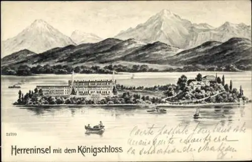 Ak Herrenchiemsee Herreninsel Chiemsee Oberbayern, Königschloss