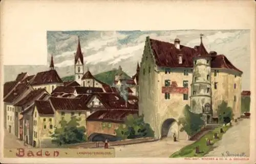 Künstler Litho Dussault, K., Baden Kanton Aargau Schweiz, Landvogteischloss