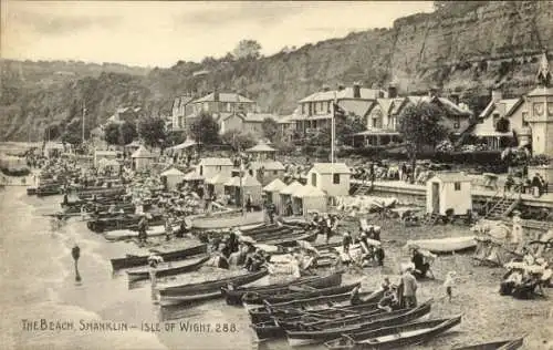 Ak Shanklin Isle of Wight England, Strand, Boote