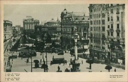 Ak Rio de Janeiro Brasilien, Blick auf den Platz, Straßenbahnen