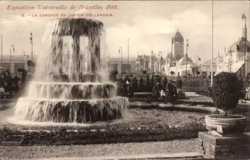 Ak Bruxelles Brüssel, Weltausstellung 1910, Der Wasserfall des Niederländischen Gartens