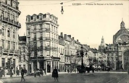 Ak Antwerpen Antwerpen Flandern, Avenue de Keyser, Hauptbahnhof